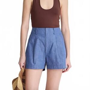 NEW APIECE APART short bari high waist shorts in chambray
